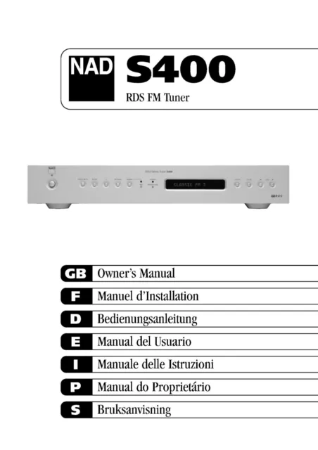 Bedienungsanleitung-Owner's Manuelle pour NAD S400