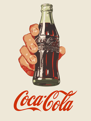 Publicité rétro Coca Cola Coke sur plaque métal vintage - bar pub resto café