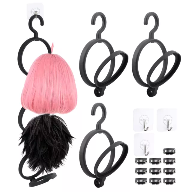 3pcs For Display 9 Teeth Clips Travel Hats Plastic Styling Wig Hanger Black