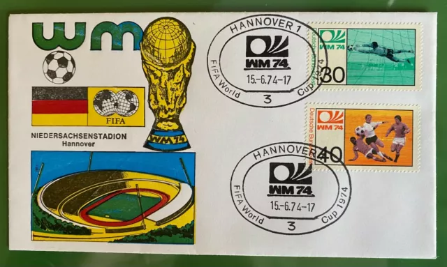 Ersttagsbrief FDC WM 1974 FIFA Niedersachsenstadion Hannover B80