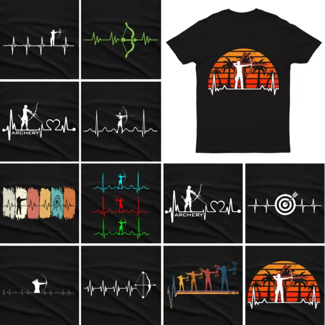 Heartbeat Pulse Archer Archery Lovers Gift Tee Top Unisex Mens T shirts #M#P1#PR