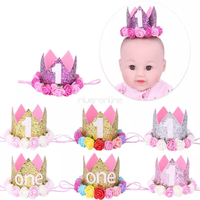 Kinder Baby Happy Birthday Krone Geburtstag 1 Jahr Mädchen Junge Kinderkrone Neu