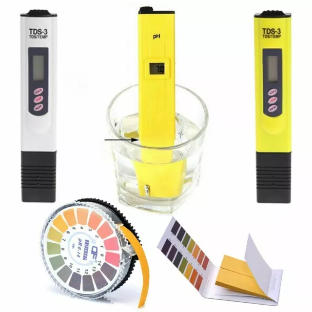 pH Meter TDS Tester Litmus Paper for Aquarium Hydroponics Digital ATC LCD Probe