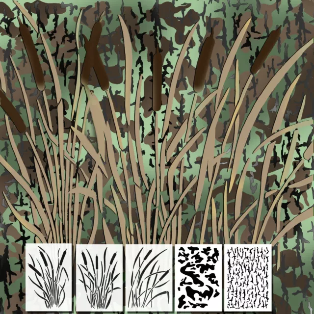 8pack Spray Paint Camouflage Stencils 10 Mil DIY Camo Templates 14