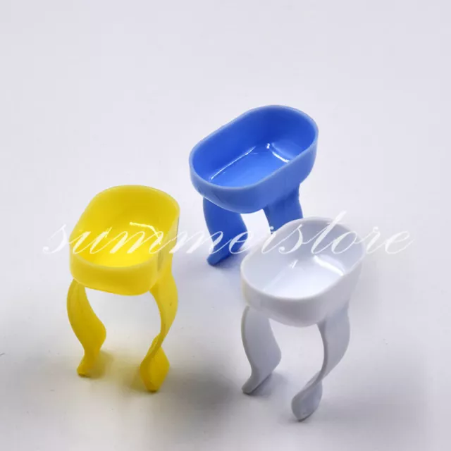 100 Pcs Dental Finger Ring Disposable Plastic Mixing Bowl Cup Dappen Handy Dish