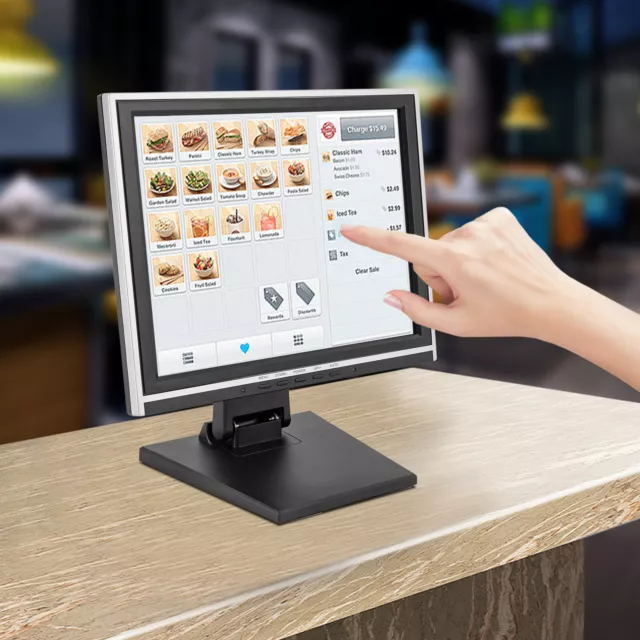 15" Touch Screen LCD Display Monitor Touch Screen Cash Register W/ Stand