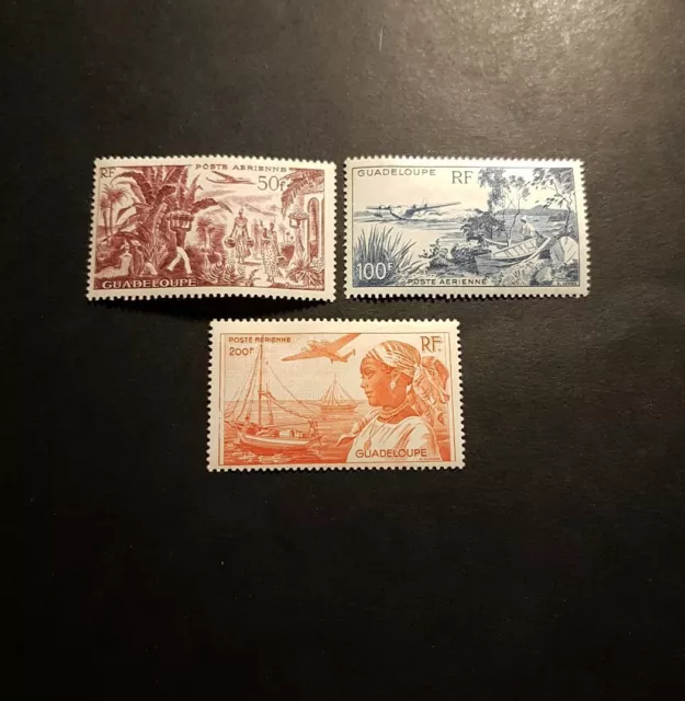 France Colonie Guadeloupe Poste Aérienne Pa N°13/15 Neuf ** Luxe Mnh Cote 39€