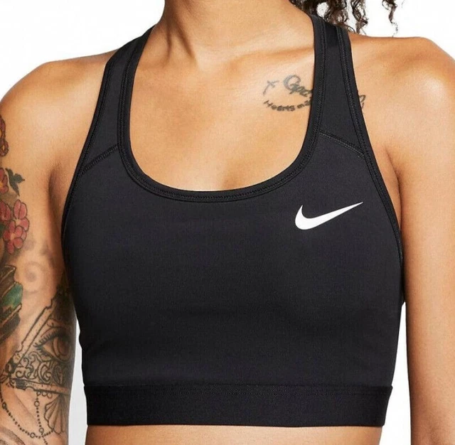 NIKE Reggiseno Sportivo Donna Allenamento Running Palestra Nero Black swoosh Run