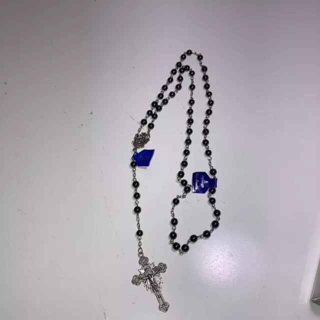 Beautiful Made In Italy Hematite Bead Fatima Rosary