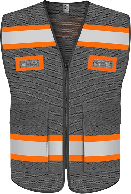 TCCFCCT Mesh High Visibility Vest with Pockets Reflective Safety Work Vest for M