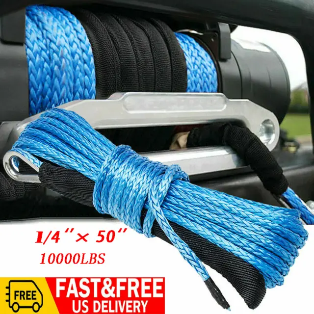 6MM x15M Synthetic Winch Line Cable Rope 7700 lbs with Sheath SUV ATV Free MU