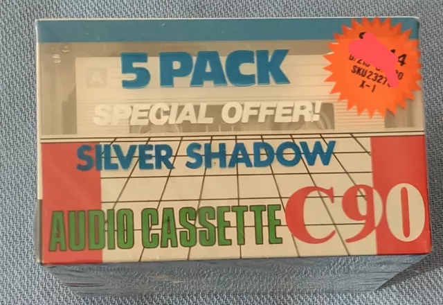 Silver Shadow Five Pack C90 Audio Cassette Tape High Quality Low Noise