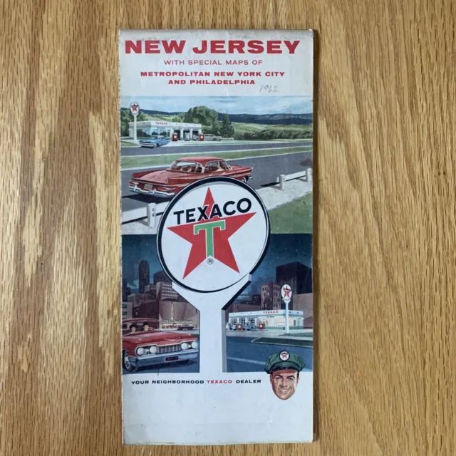 Texaco Map New Jersey New York City Philadelphia 1962 Gas Oil Advertising Street