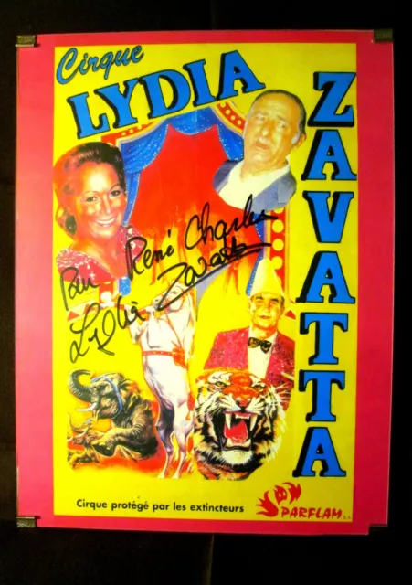 AFFICHE CIRQUE Lydia ZAVATTA Zirkus Circus Circo Poster Autographe Dedicace !