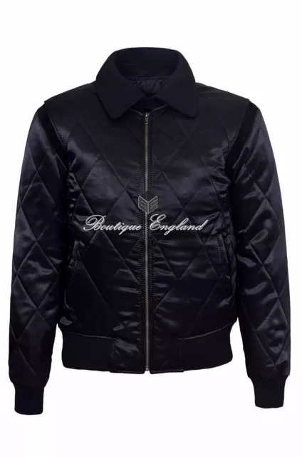 'DRIVE' Silver SCORPION Men's Black Quilted Satin Jacket RYAN GOSLING Film 4011