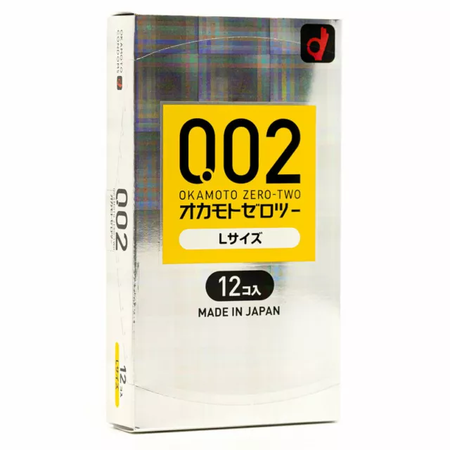 Okamoto 002 L-Size Condoms Grand XXL Condoms Ultra Mince Japon Condoms Boîte 12