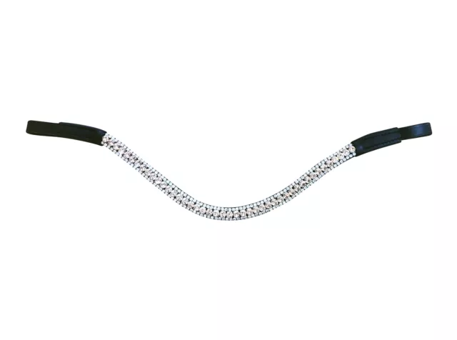 Champagne crystal browband - (black leather) 2