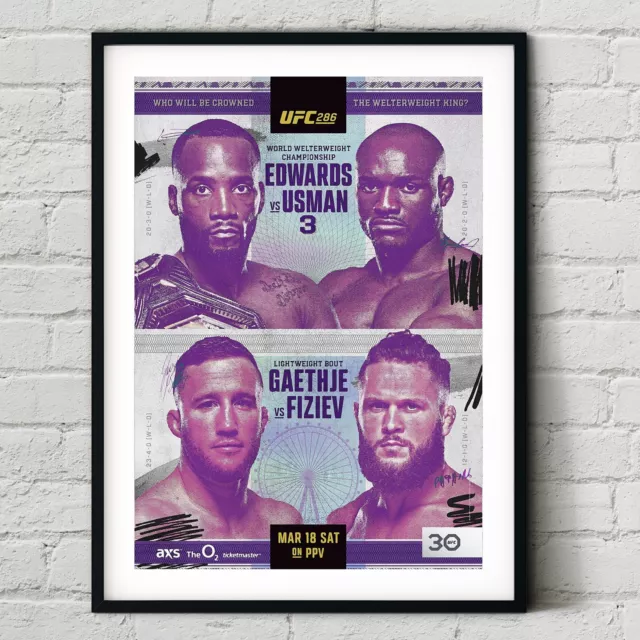 UFC 286 Leon Edwards vs. Kamaru Usman 3 Fight Poster - Wall Art Print - London