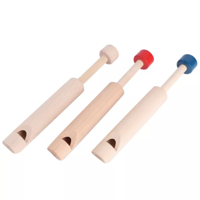 3PCS Children Wooden Whistles Voice Change Push-Pull Flutes Blowing Musical 2