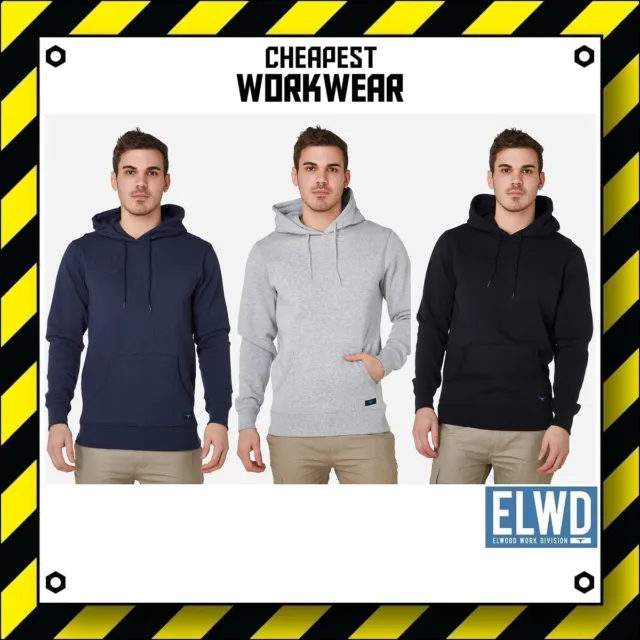 ELWD | Elwood Workwear | MENS PLAIN HOODIE JUMPER (Navy, Grey, Black) EWD802