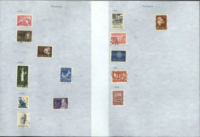 Sweden 1960-1965, 2 Album Pages Of Stamps #V33096