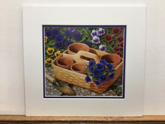 Longaberger Gardening Basket & Flowerpots Flower Garden Matted Art Print