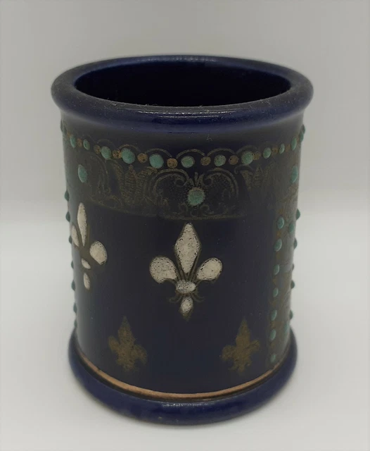 ANCIEN PETIT VASE Rouleau Faïence Gien Lunéville Décor Émaillé Fleur Lys Ceramic EUR 34,90