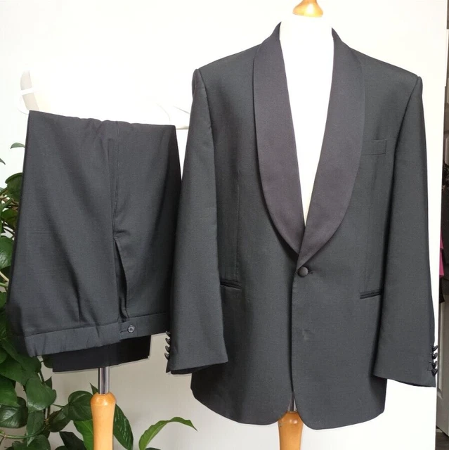 MOSS BROS Tuta da cena smoking 44R W38 L28 Collo scialle smussato elasticizzato, pieghe anteriori