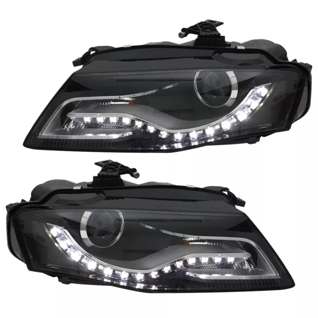 Scheinwerfer Set DRL LED Tagfahrlicht für Audi A4 B8 8K Bj. 2008-2011 Schwarz