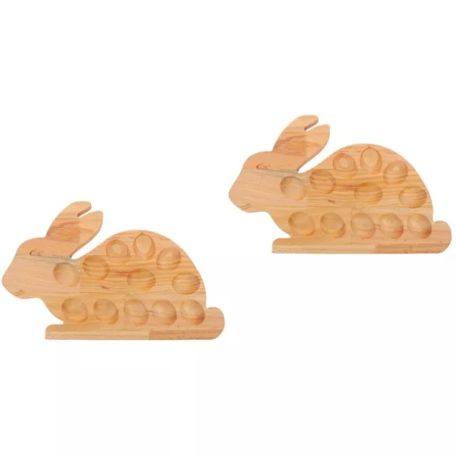 Set of 2 Rabbit Tray Easter Deviled Platter Bunnies Decor Snack Plate