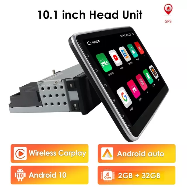 10.1" Android 10 Autoradio 1 DIN mit GPS Navi WiFi USB DAB+ BT Carplay 2+32GB