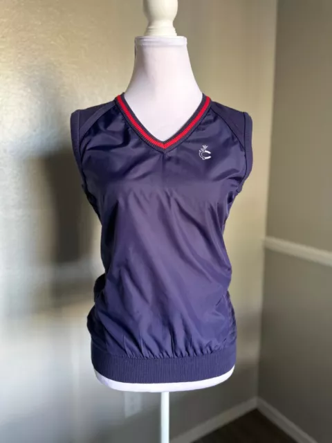 Louis Castel Golf Polo Sleeveless Shirt Womens 95 SMALL Blue Red Green  Stripe
