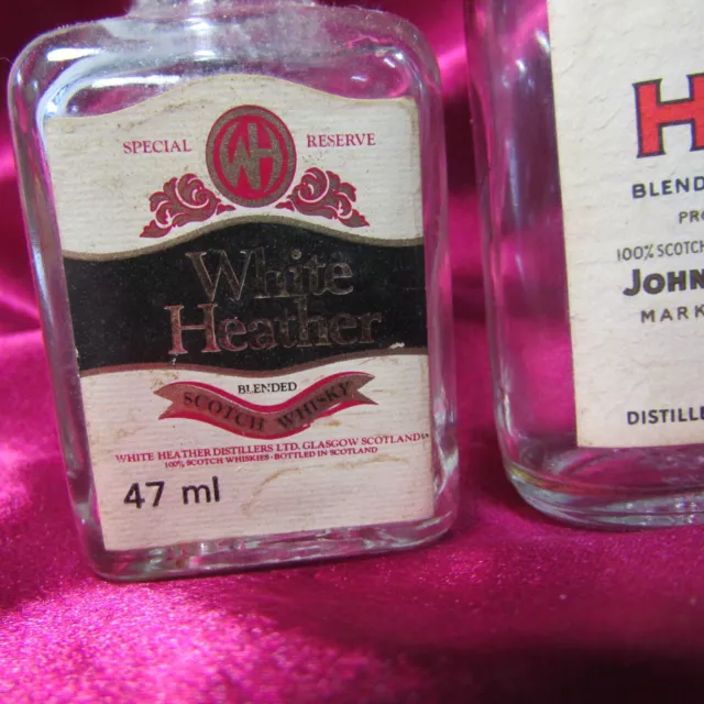 3 Miniature White Heather Haig Dewars  Scotch Whisky 50 Ml Bottles C. 1970'S 2