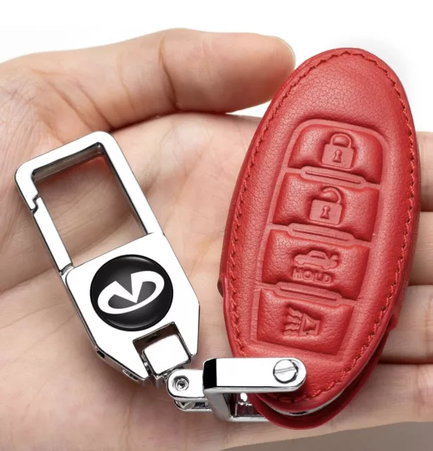 Leather Key Fob Case Cover for Infiniti Key holder 5 Button