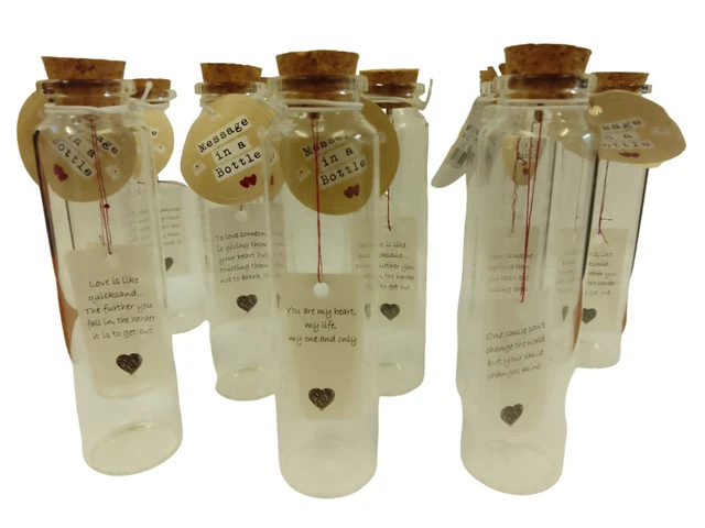 Nachricht In Der Flasche – Glasflasche Mit Kork, Rotem Band & Herz-Anhänger Für Liebesbriefe & Geschenke