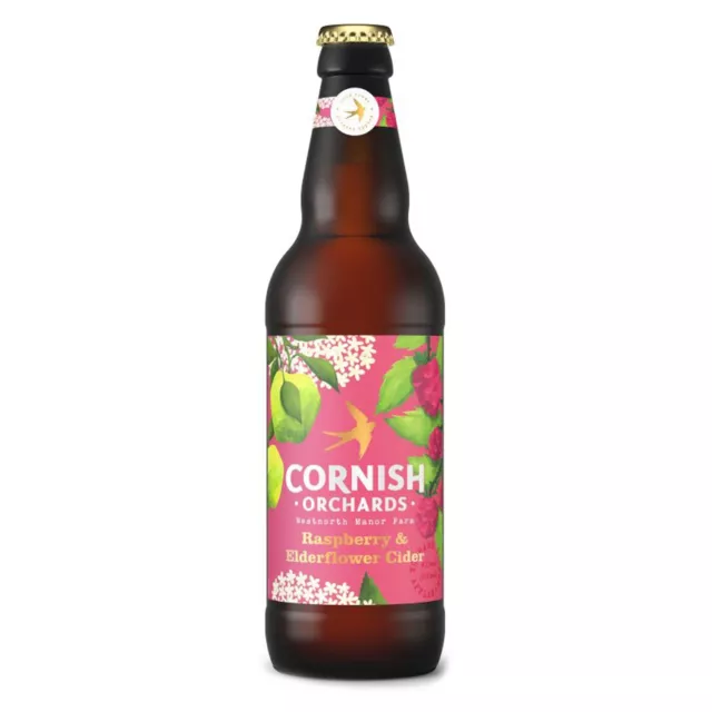 Cornish Orchards 4% Raspberry & Elderflower Cider 50cl - Pack of 3