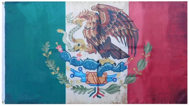 3x5 Mexico Mexican Vintage Tea Stained 100D Woven Poly Nylon 3'x5' Flag Banner