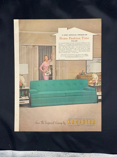 Magazine Ad* - 1955 - Kroehler Furniture - Mid Century Modern - "Imperial"