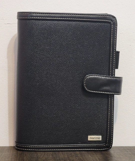 FRANKLIN COVEY DAY One PLANNER ORGANIZER 7 Ring Classic BLACK Faux Franklin covey day one planner organizer 7 ring classic black faux