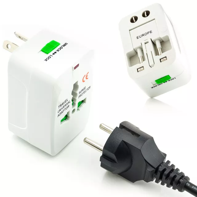 Welt Reise Adapter für AU UK US Asien EU Strom Stecker Netz Ladegerät 120 240 V