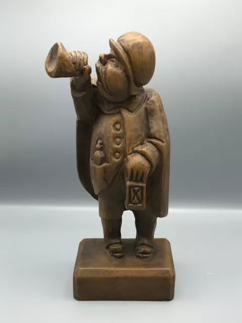 GROßE SKULPTUR - FIGUR - NACHTWÄCHTER - HOLZ - HANDARBEIT - HÖHE 34 cm