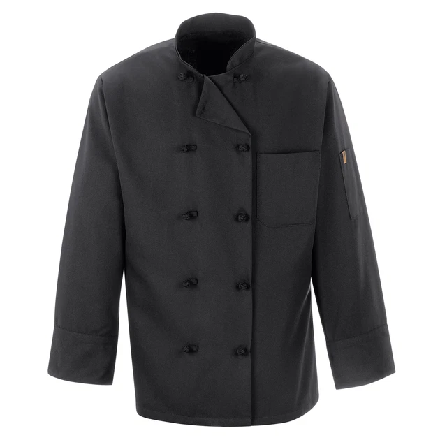 Chef Designs Black Chef Coat Ten Knot Buttons