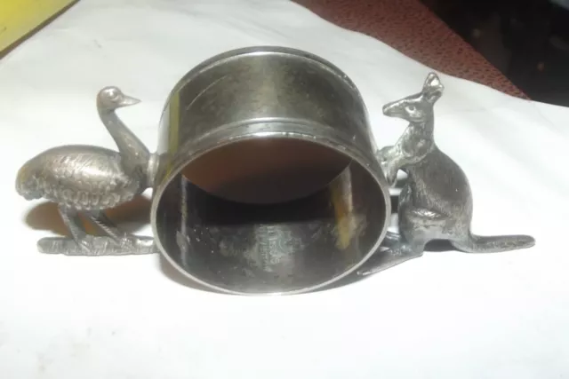 Antique Australian Silver Plate Epns Kangaroo Emu Napkin Ring