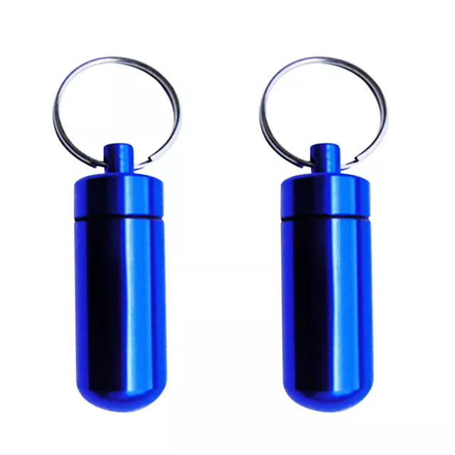 2x Waterproof Pill Box Case Drug Holder Container Capsule Bottle Key Ring Chain