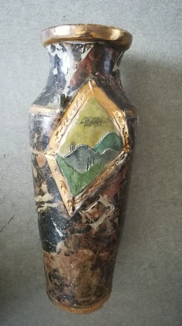 Vase En Grès D'Alain Girel (1945-2001) - Décor émaillé Frise Automnale, Daté 1986, Parfait état