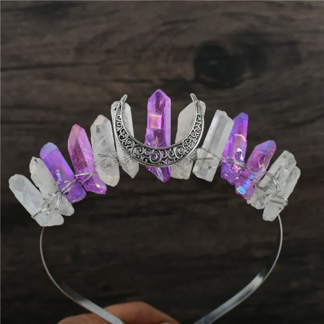 Quartz Crystal Moon Hair Comb DIY Headpiece Headdress Accessories Bridal Wedding