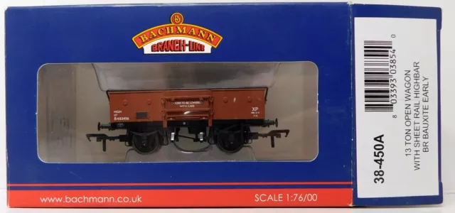 Bachmann 38-450A 13 Ton Open Wagon w Sheet Rail Highbar BR Bauxite B483456 (V)