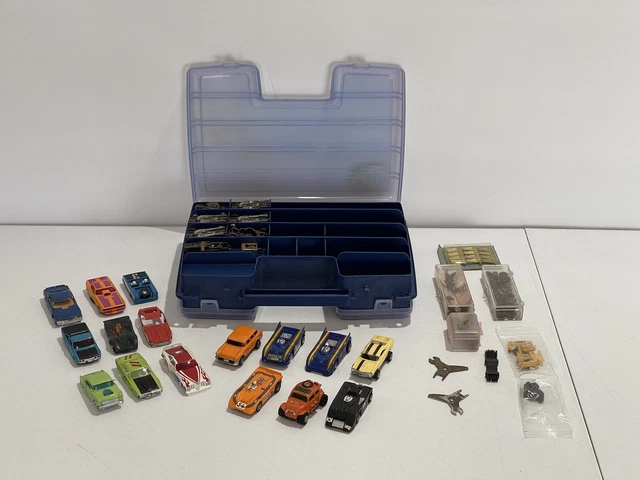 Vintage AFX Slot Cars Lot Chassis Body Parts Carrying Case VW Beetle Bug Hot Rod Vintage AFX Slot Cars Lot Chassis Body Parts Carrying Case VW Beetle Bug Hot Rod