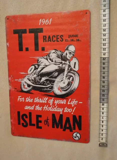 Isle of Man T T -  Schild u. Aufkleber . Nicht zu lange zögern .