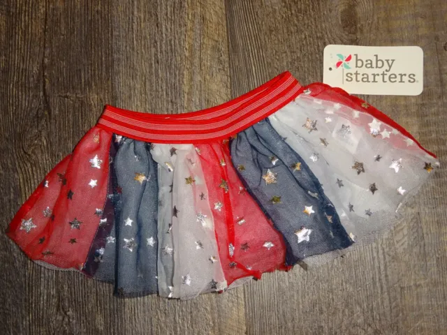 Baby  Girl Ballerina Tutu Skirt    size 6 months red white blue silver stars